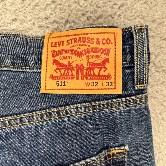 Levis 511 Mens Straight Jeans 52X32 Big Tall‎ Blue 5 Pocket Red Tab Casual NEW - Picture 9 of 13